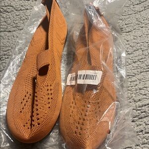 Women's Knit Slip-On Loafers in Orange